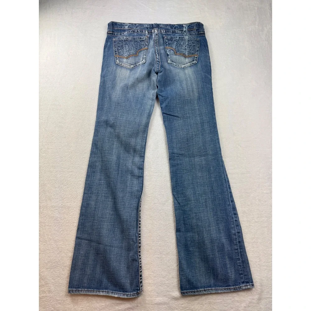 Big Star Casey Low Rise Flare Jeans Womens 32XL Medium Wash Embroidered Pockets